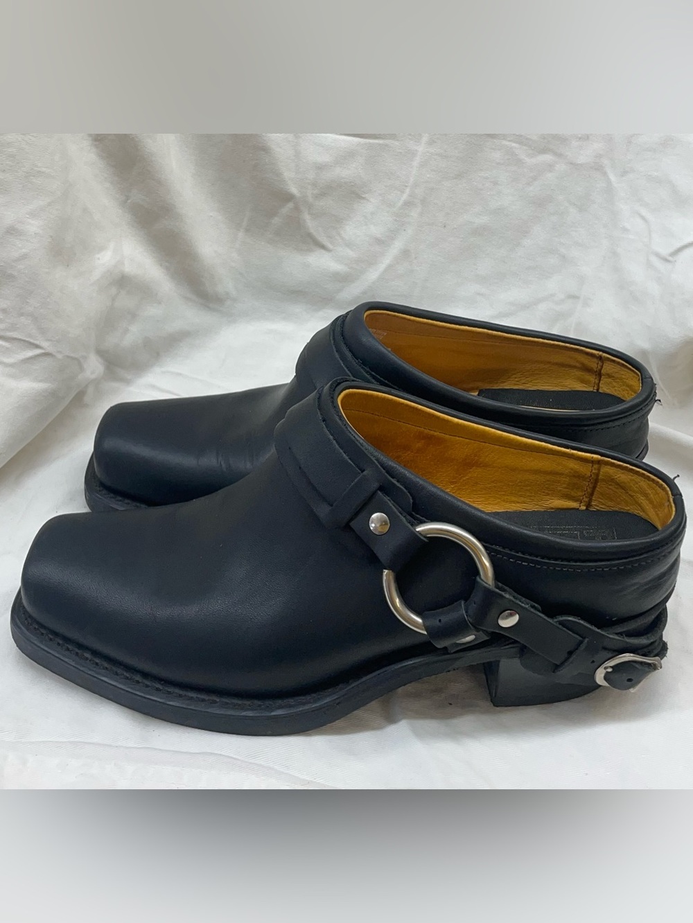 Frye Black Leather Buckle Slip-On Loafers Sz 9m